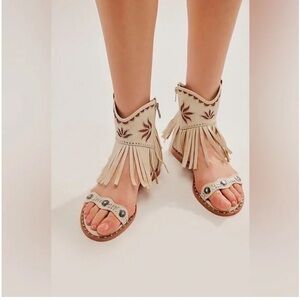 Free People X ASH Dakota Fringed White Sandals